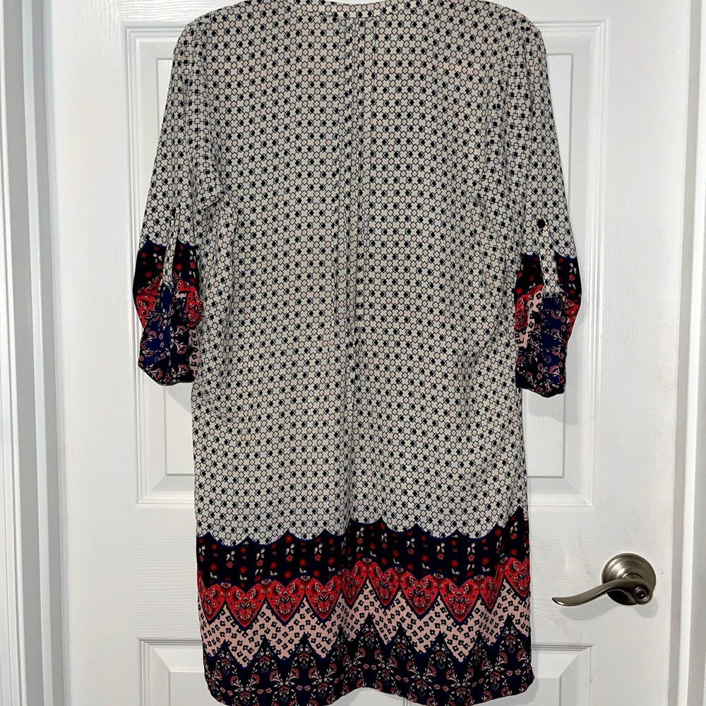 Collective Concepts Split Neck Navy Geometric Shi… - image 8